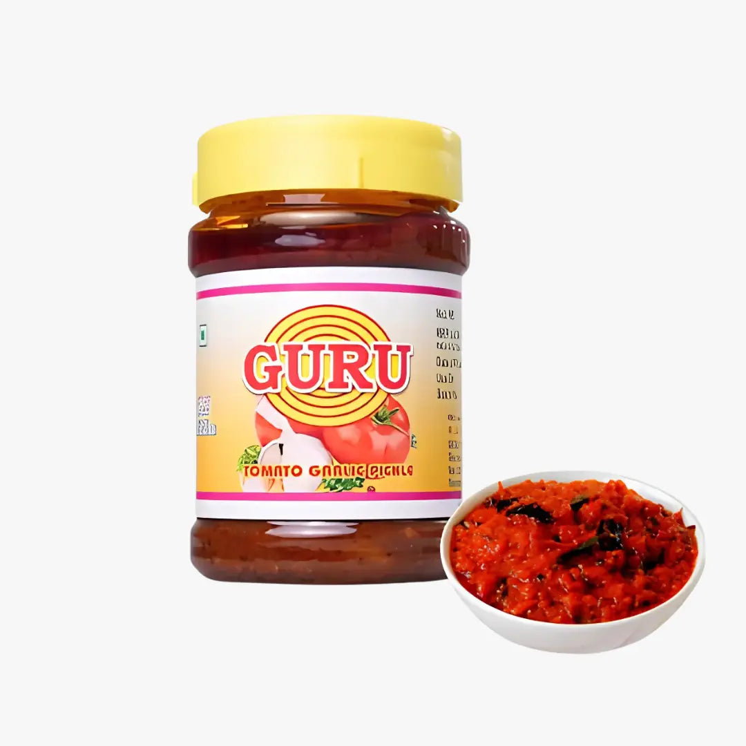 Tomato & Garlic Pickle - 300g (Thakkali Poondu Oorugai) Guru Pickles