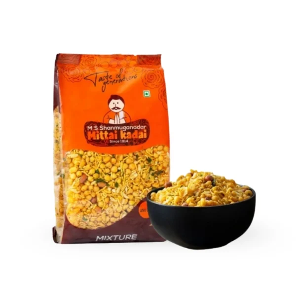 Kaju Katli 200g - BG Naidu; Adhirasan 200g - BG Naidu; Mixture 250g - Mittai Kadai Sattur; Ribbon Seval 250g -Mittai Kadai Sattur. - Image 4
